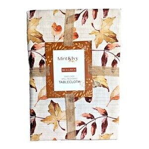 Mint & Ivy Fall Leaves Tablecloth Kitchen Holiday 60 x 84-in Polyester Gift NEW